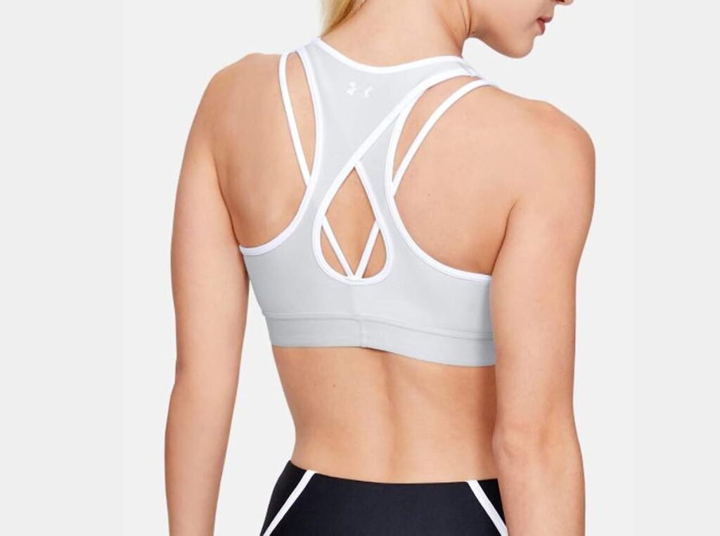 hg armour mid padless sujetador relleno con tejido heatgear top deportivo transpirable y flexible para mujer