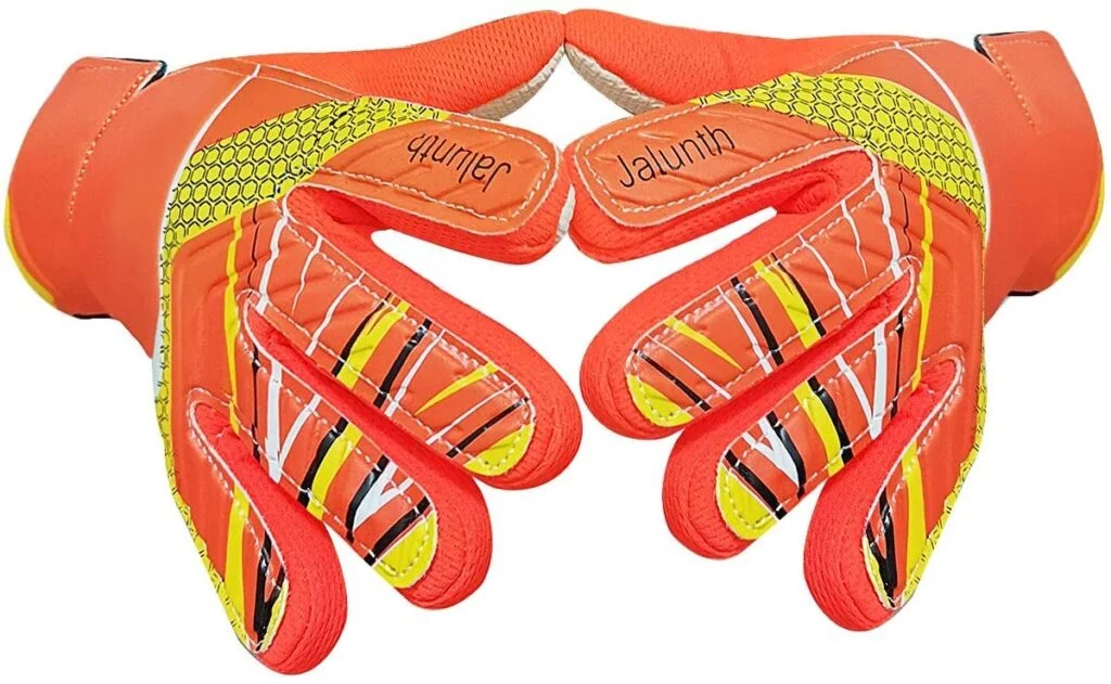 jalunth guantes de portero futbol nino ninas adolescentes joven junior guantes portero entrenamiento guantes futbol con proteccion palma de latex antideslizante y dorso de mano de pu suave 2