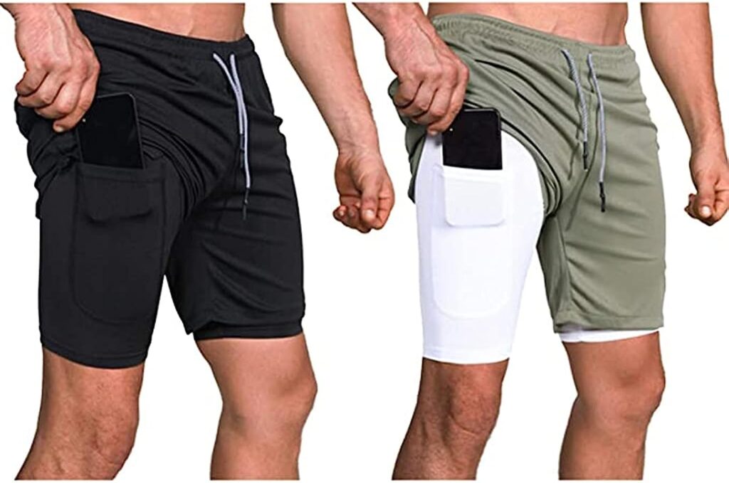 pantalon corto para hombrepantalones cortos deportivos para correr 2 en 1 con compresion interna y bolsillo para hombres
